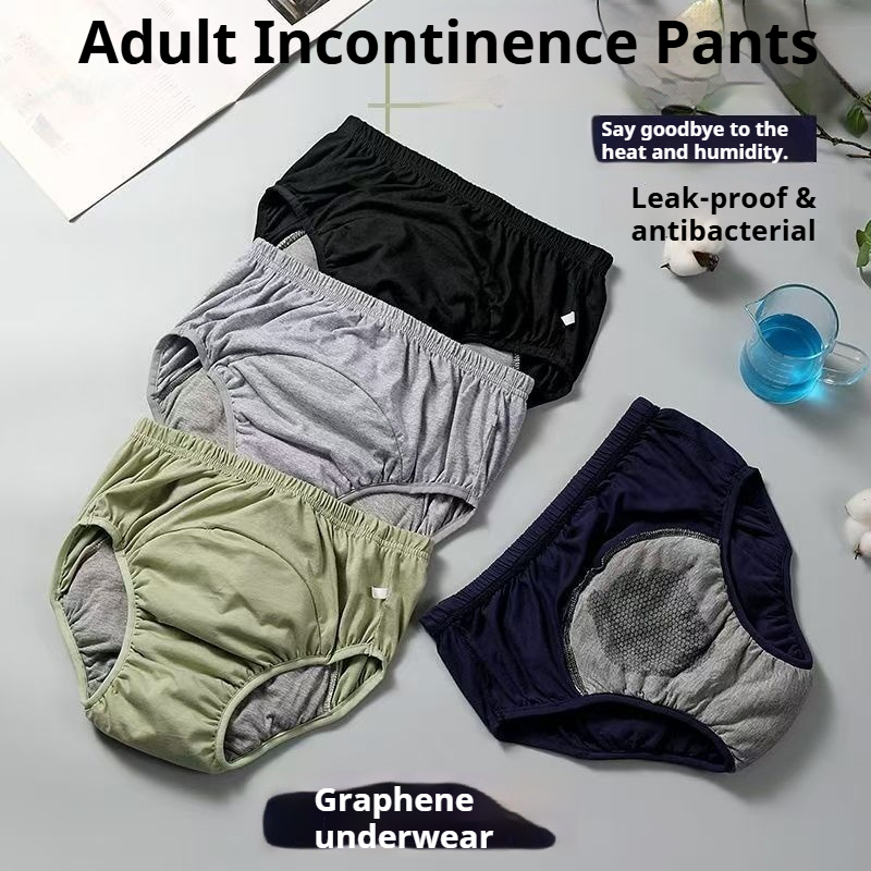 Boxer Brief Pack Cotton - Graphene antibacteriële luiers voor volwassenen, lekvrij,