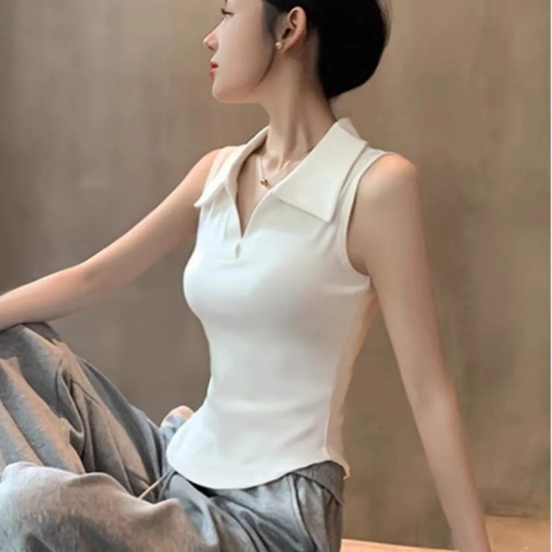 Witte mouwloze polokraag tankt - Tank Top Ribbed recensie en prijs